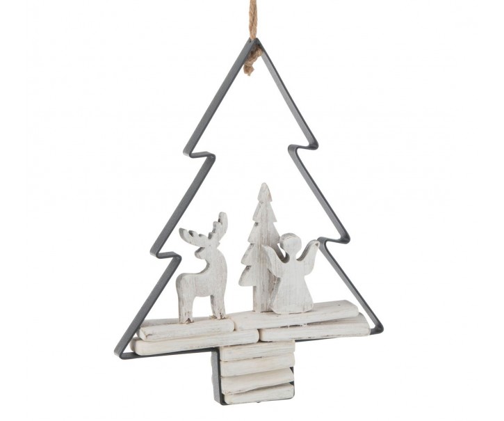 Závěsná dekorace anděl a jelen ve stromku Christmas Tree - 21*5*28 cm