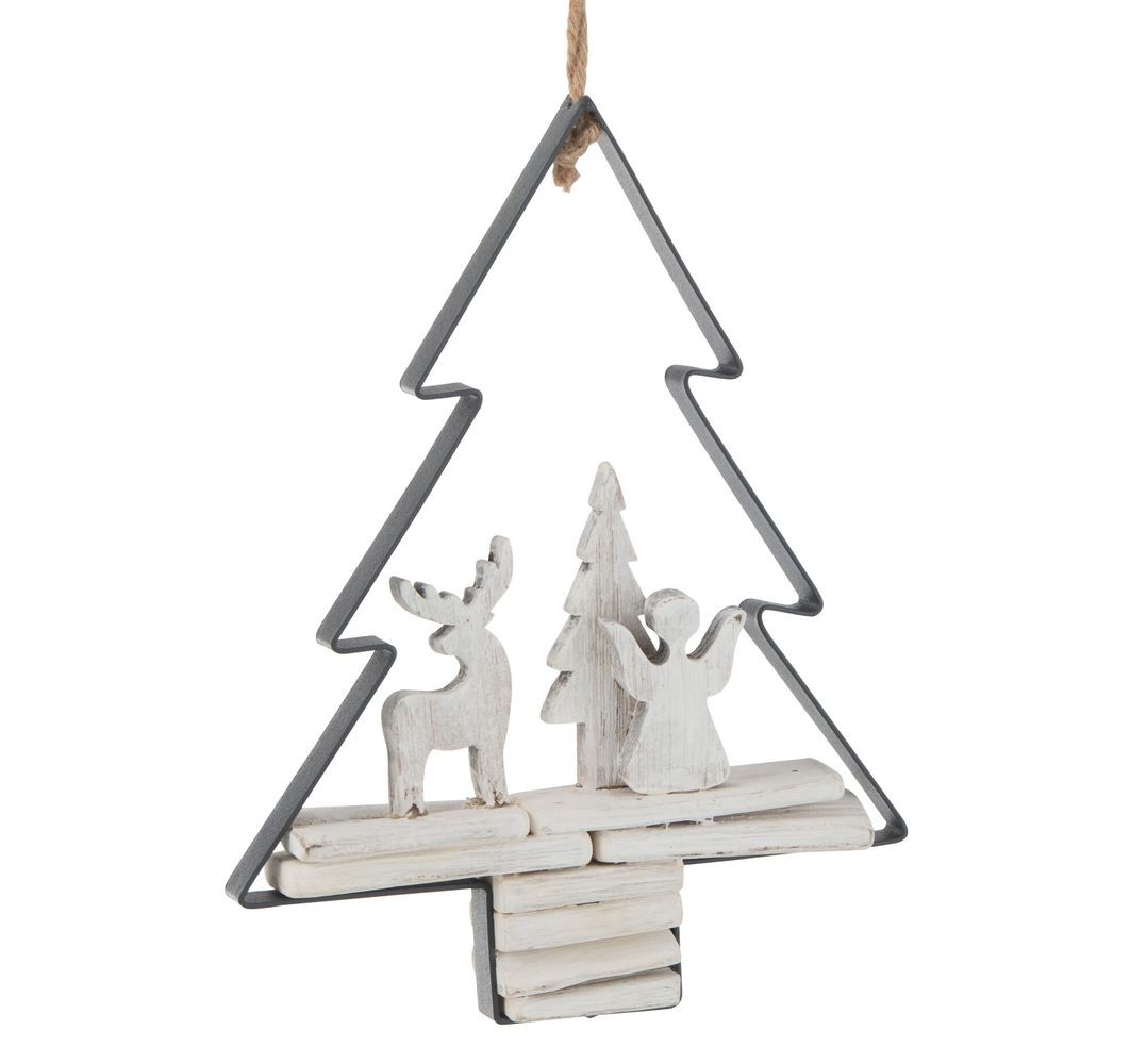 Závěsná dekorace anděl a jelen ve stromku Christmas Tree - 21*5*28 cm