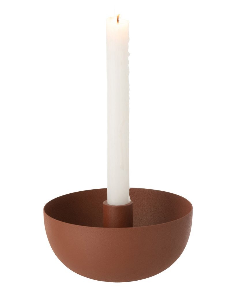 Terakotový kovový svícen na úzké svíčky Terra - Ø 15*7,5cm