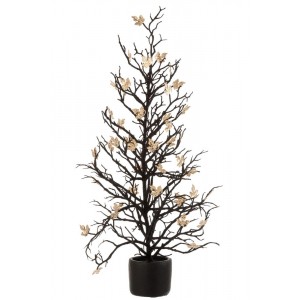Černý dekorační stromek se zlatými lístky Tree Glitt L - 23*23*71 cm