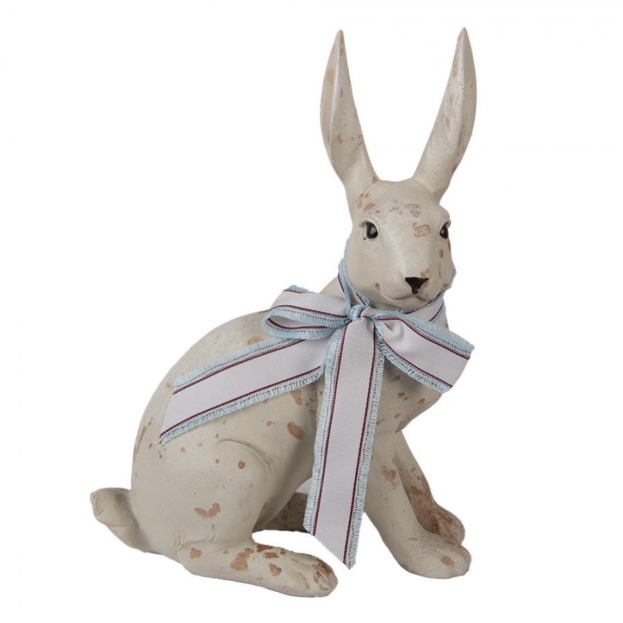 Dekorace béžový sedící králík s mašlí Rabbit Bow - 20*11*28 cm