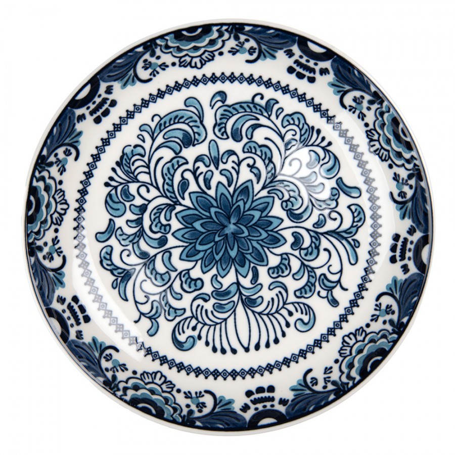 Breakfast Plate ? 21x3 Cm White Blue Ceramic - Kitchen