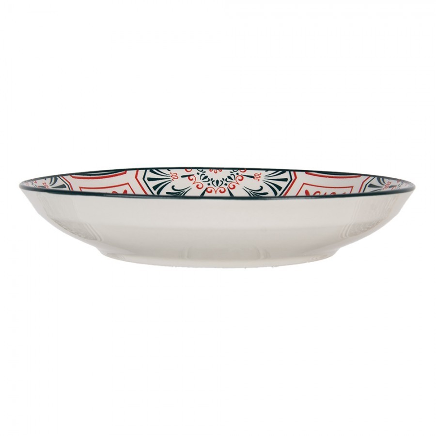 Breakfast Plate ? 21x3 Cm White Red Ceramic - Kitchen