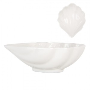 Bílá keramická miska ve tvaru mušle Shell Bowl - 12*10*4 cm