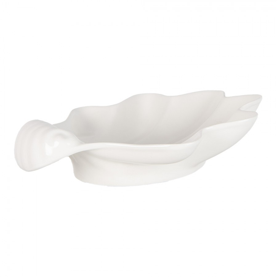 Bílá keramická miska ve tvaru mušle Shell Bowl - 23*22*6 cm