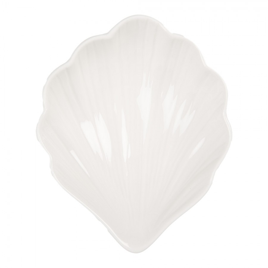 Bílá keramická miska ve tvaru mušle Shell Bowl - 12*10*4 cm