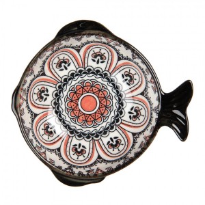 Keramická miska rybka s černým vzorem Mibbo - 15*14*5 cm / 200 ml
