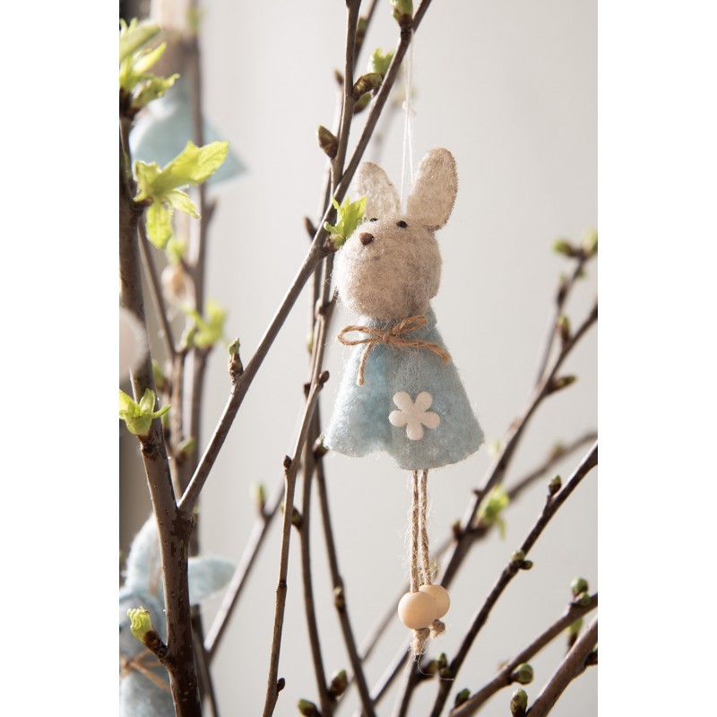 Modrý plstěný závěsný velikonoční králíček Magiccal - 6*3*13 cm