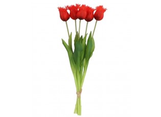 Kytice 5ks červených realistických tulipánů Tulips Papagayo - 46 cm