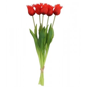 Kytice 5ks červených realistických tulipánů Tulips Papagayo - 46 cm