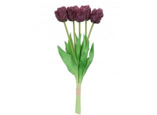 Kytice 5ks fialových realistických tulipánů Tulips Papagayo - 39 cm