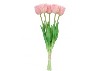 Kytice 5ks růžových realistických tulipánů Tulips Papagayo - 39 cm