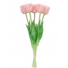 Kytice 5ks růžových realistických tulipánů Tulips Papagayo - 39 cm Materiál: plasticBarva: růžová, zelená