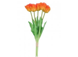 Kytice 5ks oranžových realistických tulipánů Tulips Papagayo - 39 cm