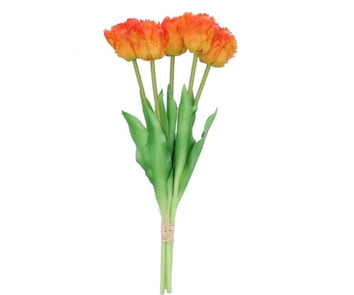 Kytice 5ks oranžových realistických tulipánů Tulips Papagayo - 39 cm