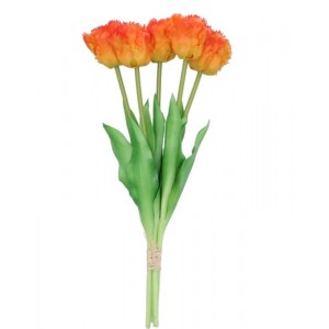 Kytice 5ks oranžových realistických tulipánů Tulips Papagayo - 39 cm