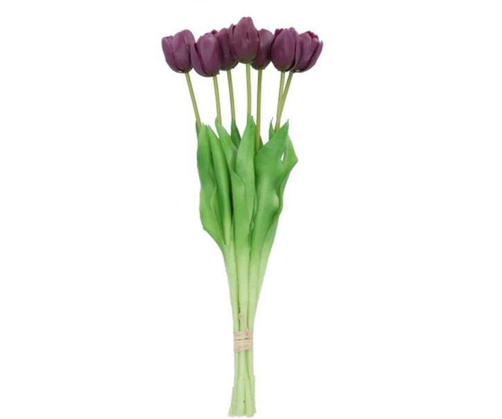 Kytice 7ks fialových realistických tulipánů Tulips - 43cm