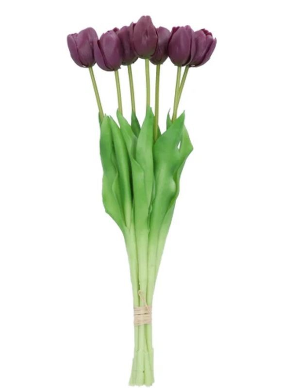 Kytice 7ks fialových realistických tulipánů Tulips - 43cm
