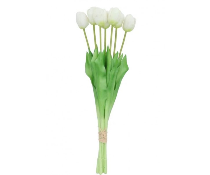 Kytice 7ks bílých realistických tulipánů Tulips - 43cm