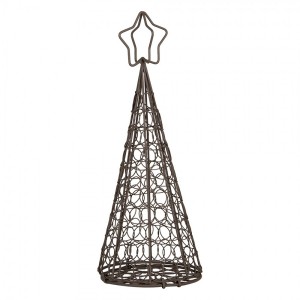 Hnědý drátěný stromek s hězdou - Ø 13*32 cm