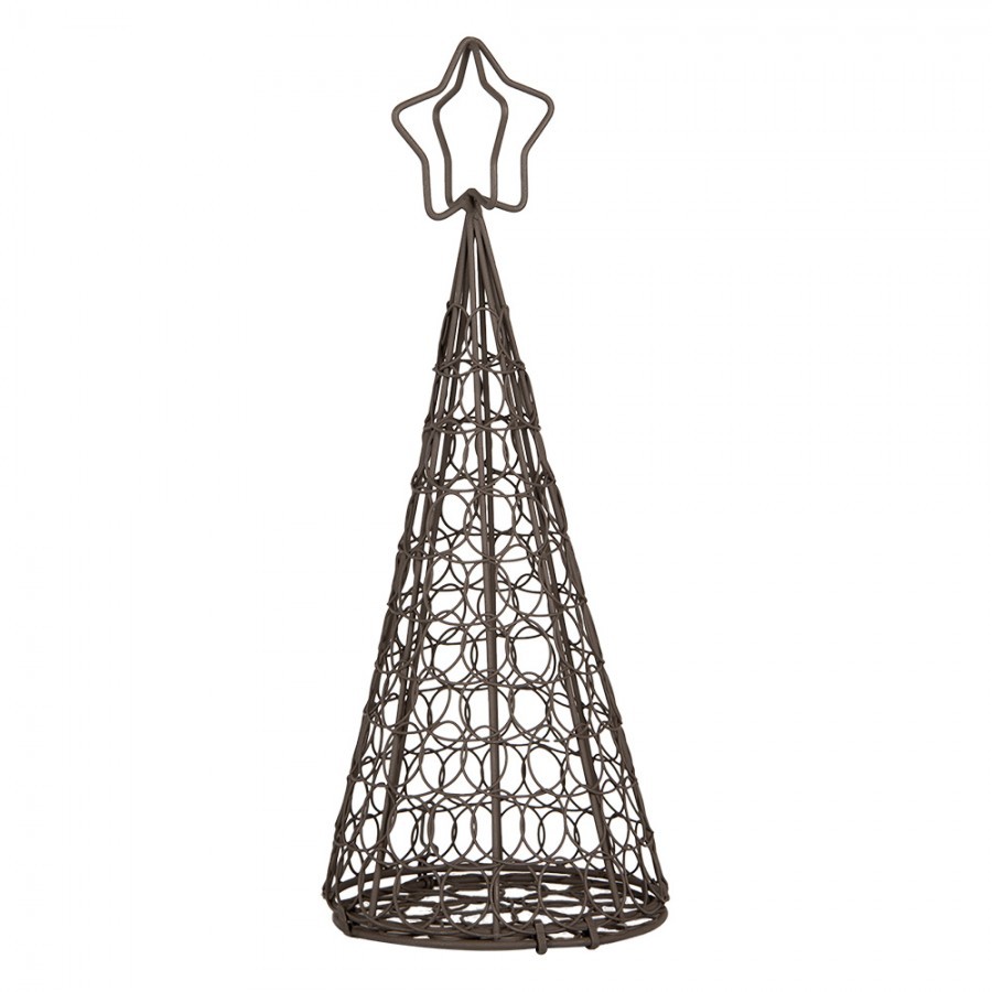 Hnědý drátěný stromek s hězdou - Ø 13*32 cm