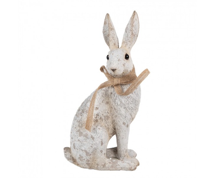 Dekorace béžový sedící králík s mašlí Rabbit Bow - 14*10*26 cm