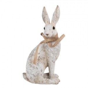 Dekorace béžový sedící králík s mašlí Rabbit Bow - 14*10*26 cm