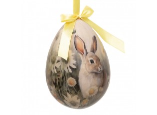 2ks dekorace závěsné vajíčko s králíčky Spring Egg - Ø 11*15 cm