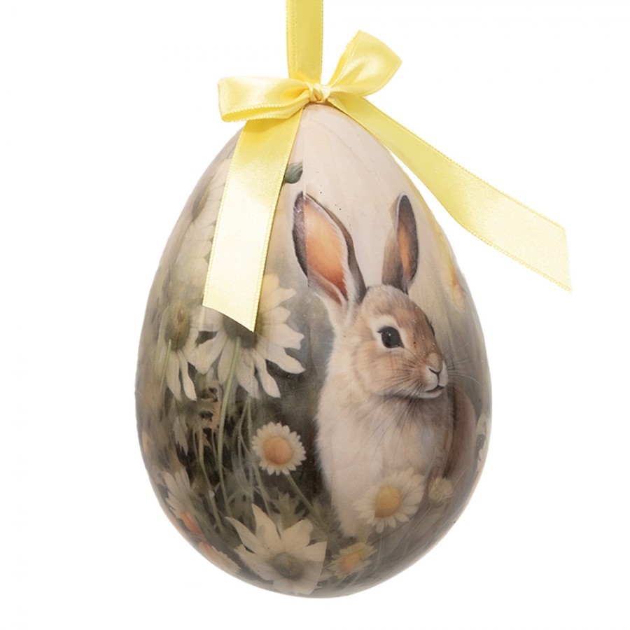 2ks dekorace závěsné vajíčko s králíčky Spring Egg - Ø 11*15 cm