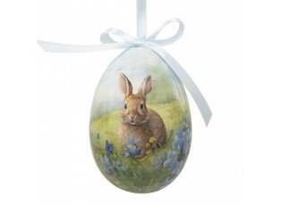6ks dekorace závěsné vajíčko s králíčky Spring Egg - Ø 7*10 cm