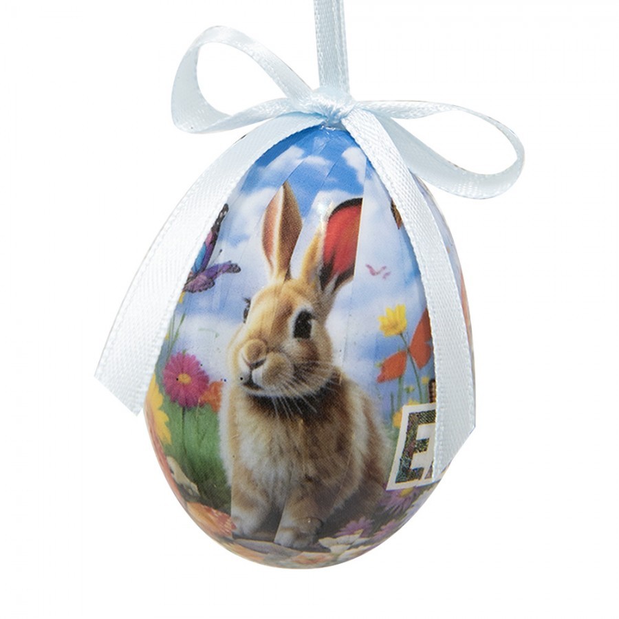 12ks dekorace závěsné vajíčko s králíčky Spring Egg - Ø 4*5 cm