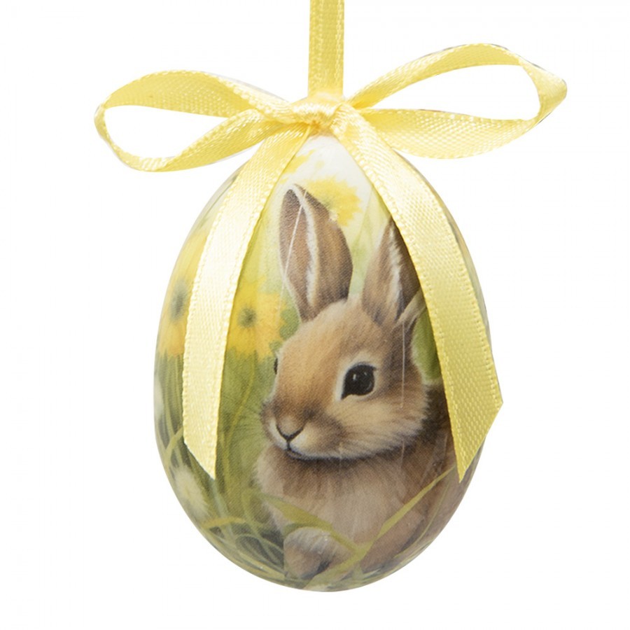 12ks dekorace závěsné vajíčko s králíčky Spring Egg - Ø 4*5 cm