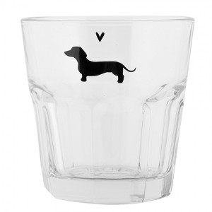 Sklenička na vodu s jezevčíkem a srdíčkem Dog&Cat - Ø 8*8 cm / 200 ml