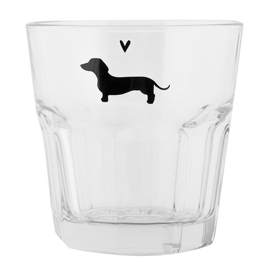 Sklenička na vodu s jezevčíkem a srdíčkem Dog&Cat - Ø 8*8 cm / 200 ml