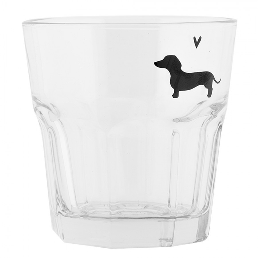 Sklenička na vodu s jezevčíkem a srdíčkem Dog&Cat - Ø 8*8 cm / 200 ml