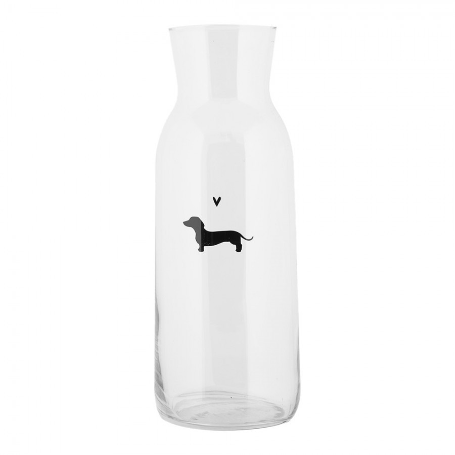 Skleněná karafa s jezevčíkem a srdíčkem Dog&Cat - Ø 9*25 cm / 1000 ml