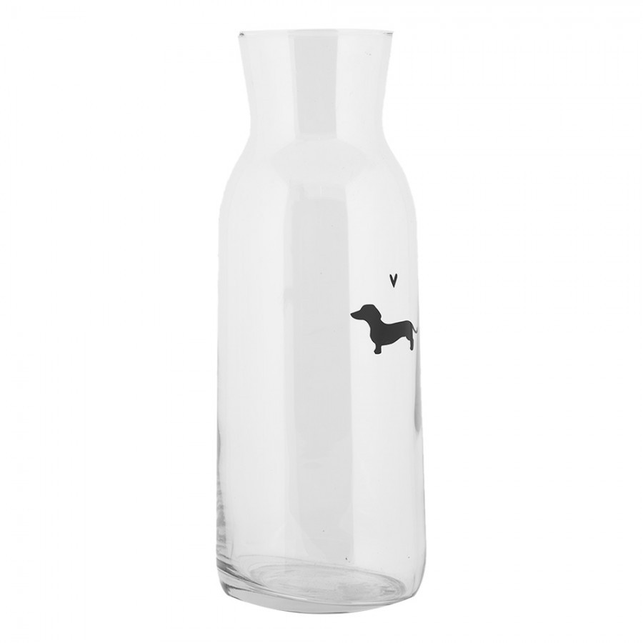 Skleněná karafa s jezevčíkem a srdíčkem Dog&Cat - Ø 9*25 cm / 1000 ml