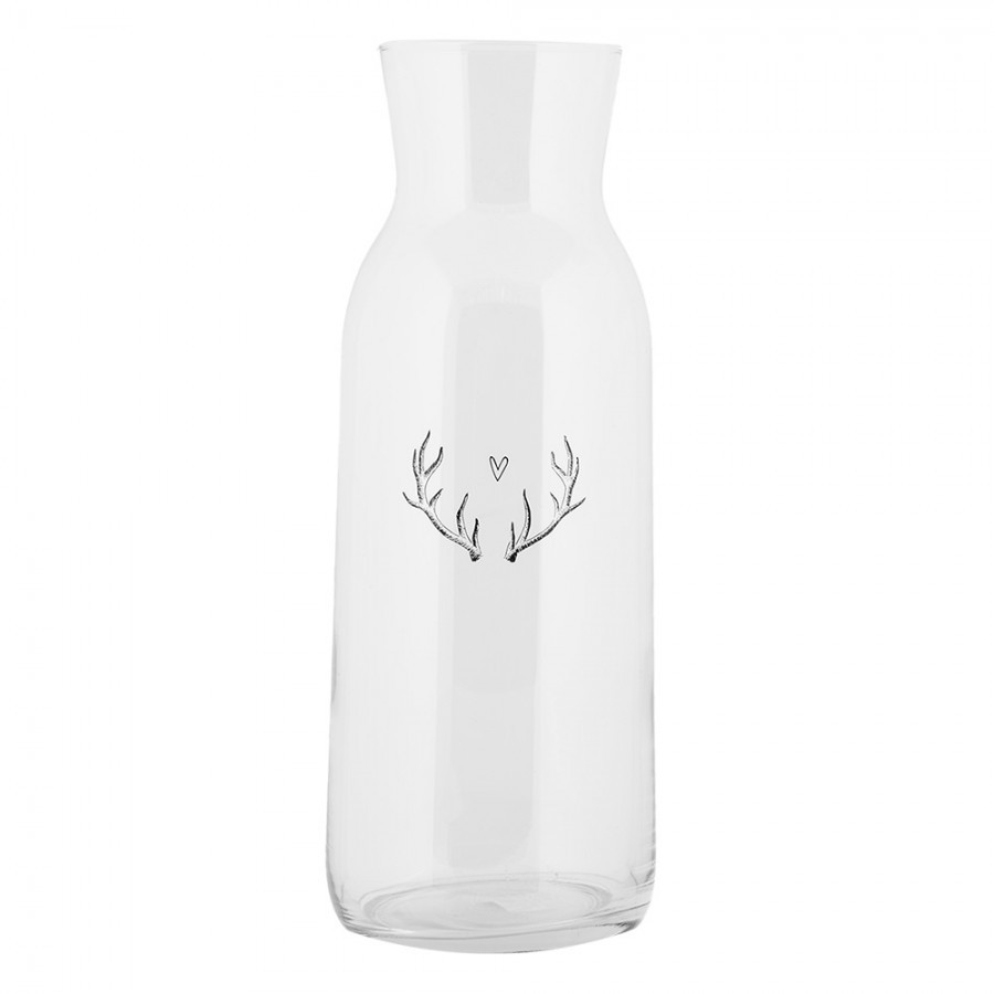 Skleněná karafa paroží se srdíčkem Love Deer - Ø 9*25 cm / 1000 ml