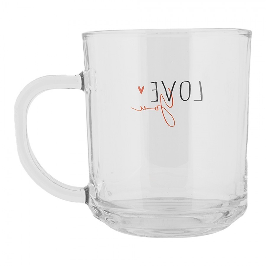 Skleněný hrnek Love you Heart & Smile - 11*8*9 cm / 200 ml