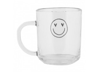 Skleněný hrnek se smajlíkem Heart & Smile - 11*8*9 cm / 200 ml