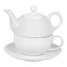 Bílý keramický Tea for One - 17*16*13 cm / 350 ml / 250 ml Barva: bílá offMateriál: kameninaHmotnost: 0,81 kg