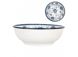 Bowl ? 19x7 Cm White Blue Ceramic Flowers - ? 19*7 cm / 750 ml