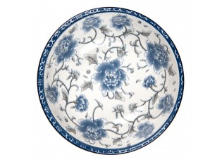 Bowl ? 19x7 Cm White Blue Ceramic Flowers - ? 19*7 cm / 750 ml