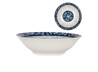 Bowl ? 21x5 Cm White Blue Ceramic - ? 21*5 cm / 600 ml