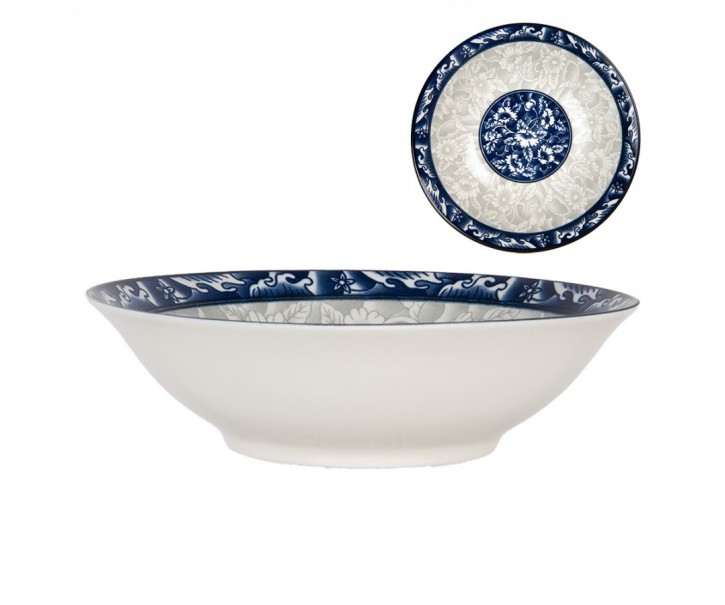 Bowl ? 21x5 Cm White Blue Ceramic - ? 21*5 cm / 600 ml Clayre & Eef