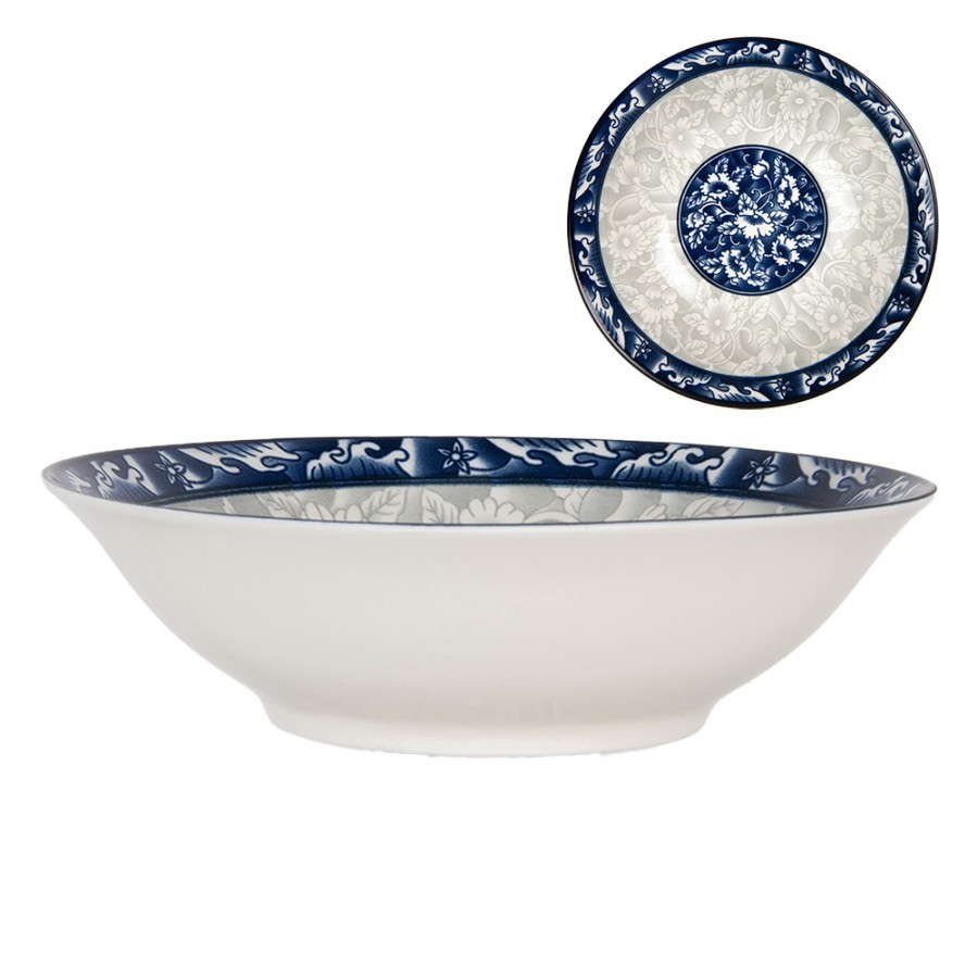 Bowl ? 21x5 Cm White Blue Ceramic - ? 21*5 cm / 600 ml