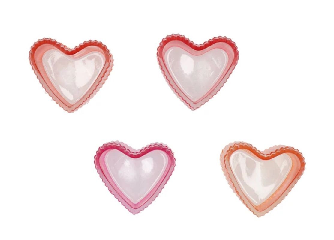4ks růžový mix skleněný svícen srdce Love Hearts - 7*8 cm