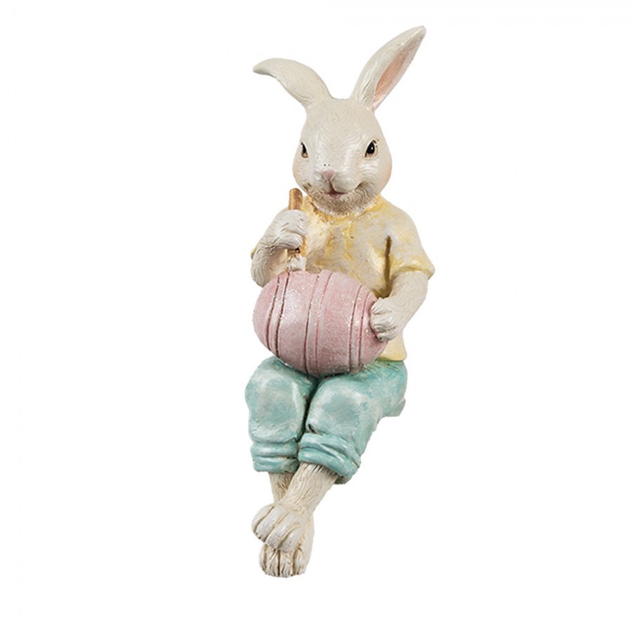Dekorace sedící králíček malující vajíčko - 7*5*14 cm