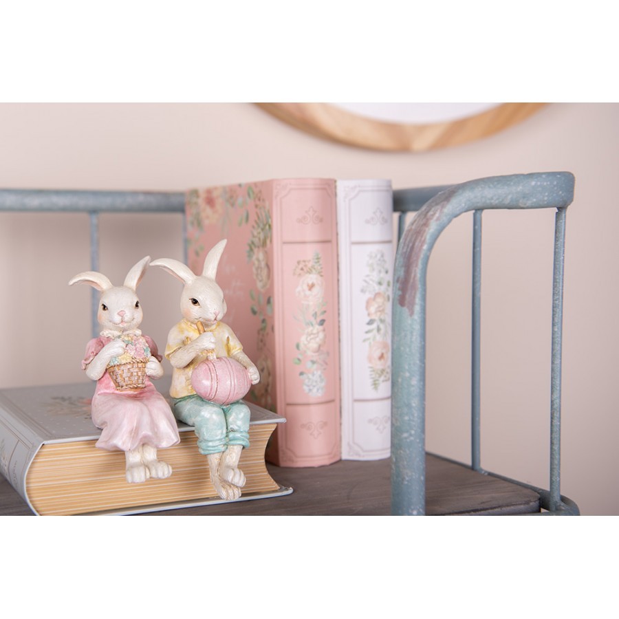 Dekorace sedící králíček malující vajíčko - 7*5*14 cm