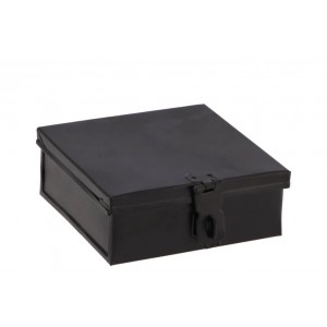 Černý antik kovový úložný box/ krabička Amber Doos - 12*12*5 cm 